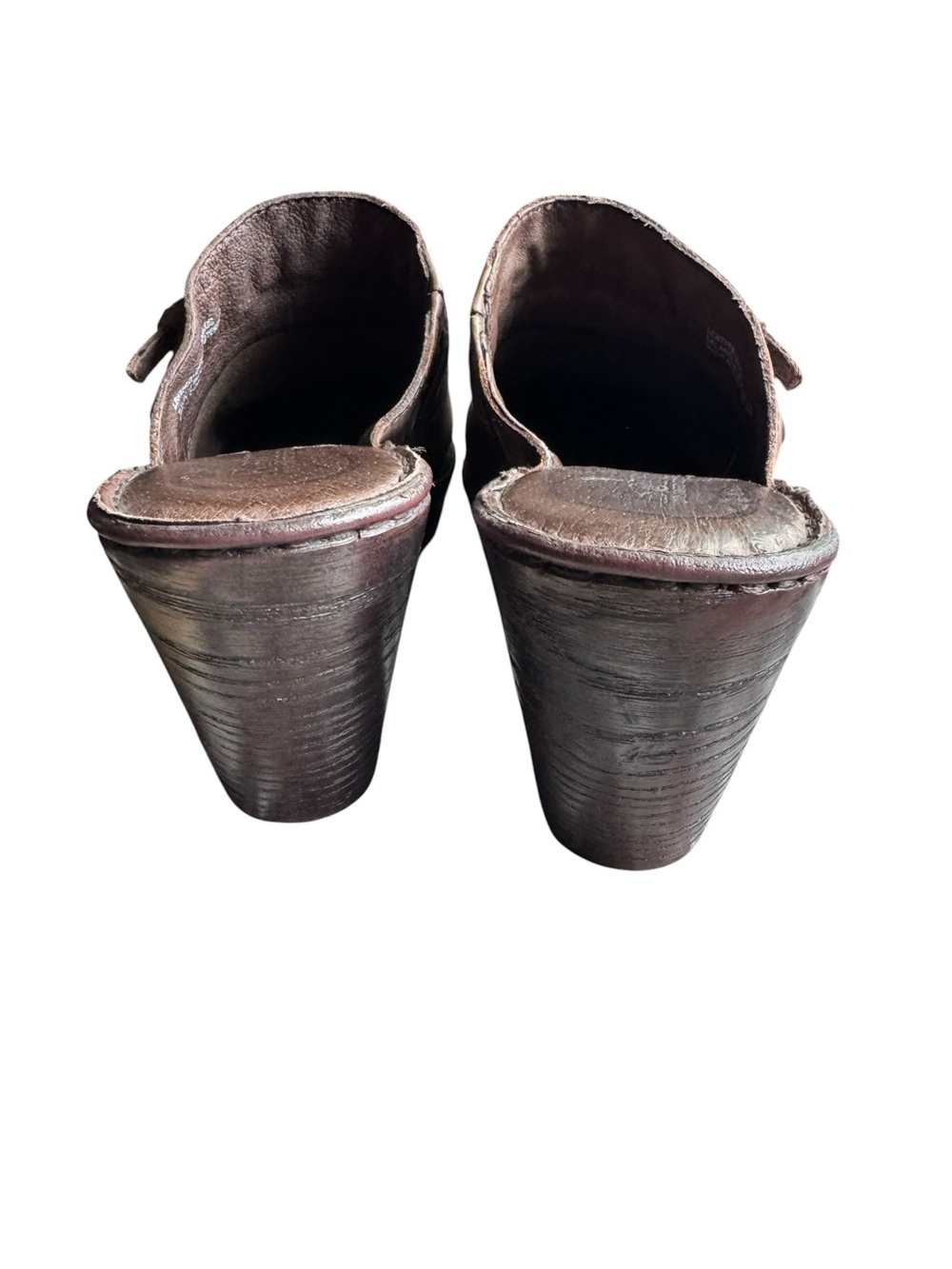 Børn Brown Leather Platform Clog Mules Women’s Size 8 Boho Comfort Heels - Picture 4 of 7